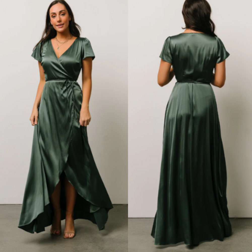 Baltic Born Krystal Satin Wrap Dress Womens XXXL